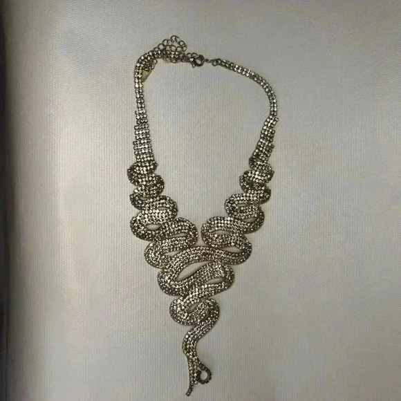 Vintage Rhinestone diamond Snake Bling Mesh Chain choker Necklace 53g - Picture 8 of 13